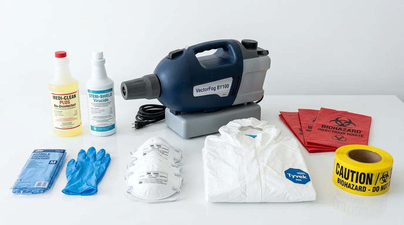 Professional biohazard remediation crew working in Dayton